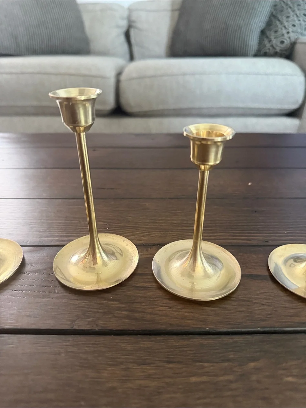 Vintage Brass Candlesticks Set of 6 Lot Antique Style Candle Holders Home Decor
